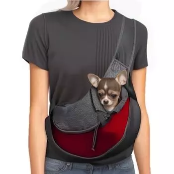 Переноска для собак HAPPY SUGAR Pet Sling Mesh Dog Bag предотвращает выпрыгивание маленьких собак (красный)