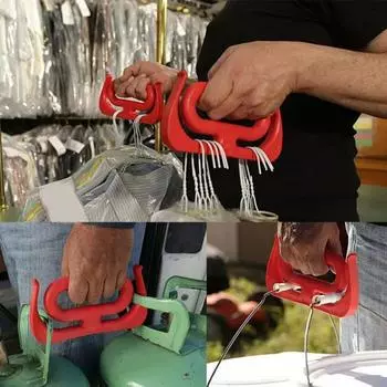 Переноска для сумок Эргономичное ручное устройство против защемления Уменьшает давление на пальцы Переноска сумок для покупок Чемоданов Портативный дорожный переносчик для тяжелых предметов красный