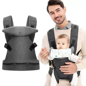 Переноска-кенгуру спереди и сзади. Максимальная нагрузка. Регулируемая ширина промежности. Широкий ремень. Меньше давления на плечо. 0–36 месяцев. Переноска для прогулок на свежем воздухе для новорожденных. светло-серый