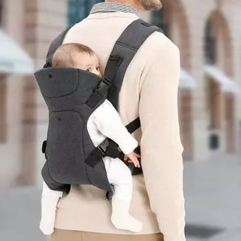 Переноска-кенгуру спереди и сзади. Максимальная нагрузка. Регулируемая ширина промежности. Широкий ремень. Меньше давления на плечо. 0–36 месяцев. Переноска для прогулок на свежем воздухе для новорожденных. светло-серый