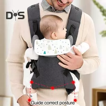 Переноска-кенгуру спереди и сзади. Максимальная нагрузка. Регулируемая ширина промежности. Широкий ремень. Меньше давления на плечо. 0–36 месяцев. Переноска для прогулок на свежем воздухе для новорожденных. светло-серый