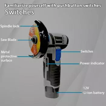 Переносная электрическая мини-угловая шлифовальная машина Электрическая ручная шлифовальная машина Домашняя ручная полировальная машина Аккумуляторная микро-режущая машина серый