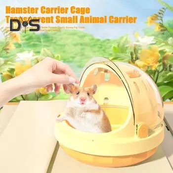 Переносная клетка для хомяка с бутылкой для воды, переносная пластиковая клетка для морских свинок, для мелких животных, песчанок, мышей, карликовых хомяков розовый
