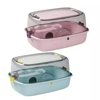 Переносная клетка для хомяков, жилище для хомяков с бутылкой для воды, открывающийся домик для мышей, песчанок, крыс, морских свинок, розовый