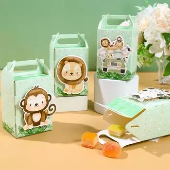 Переносная коробка для конфет Jungle Animal, подарочная упаковка, пакеты для выпечки печенья, печенья, сафари в джунглях, декор для дня рождения, детский детский душ other