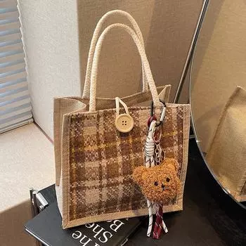 Переносная льняная сумка для работы, женская модная холщовая сумка, женская иностранная универсальная сумка через плечо