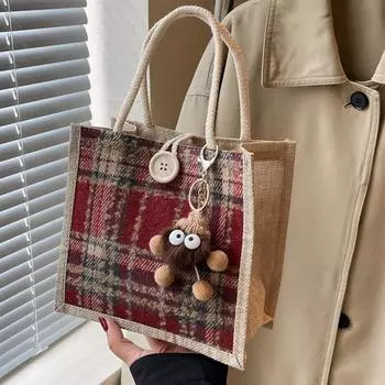 Переносная льняная сумка для женщин Go to work 2024, модная холщовая сумка для женщин, универсальная сумка через плечо в иностранном стиле