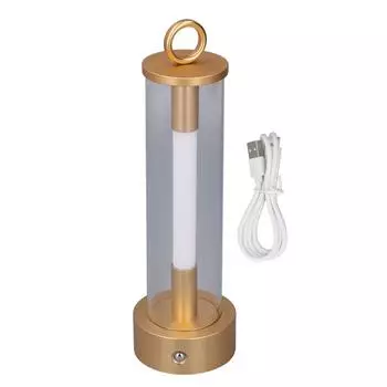 Переносная металлическая настольная лампа 2200K теплый белый цвет плавная регулировка яркости 3 режима освещения перезаряжаемая беспроводная T