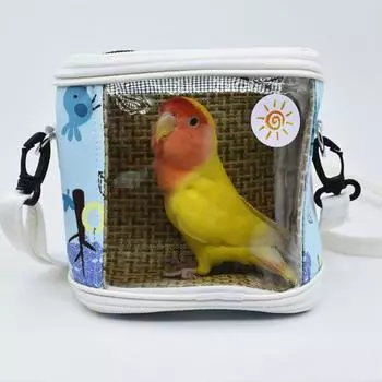 Переносная сумка для путешествий Bird Travel Carrier с сетчатым верхом, прозрачным окном и съемным ремнем. Чехол для клетки для выгула попугаев и птиц.