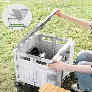 Переносная тележка для кемпинга на открытом воздухе, многофункциональный ящик для хранения, складная тележка для пикника, тележка для продуктов, продуктовые лавки, тележка для покупок