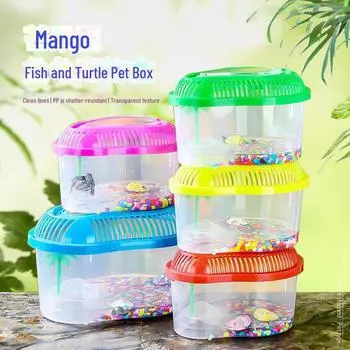 Переносной аквариум для черепах и рыб с крышкой и солнечной террасой without lid синий/прозрачный