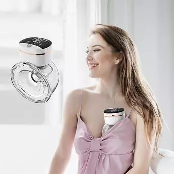 Переносной электрический молокоотсос Hands-Free со светодиодным дисплеем 4 режима 9 уровней всасывания белый