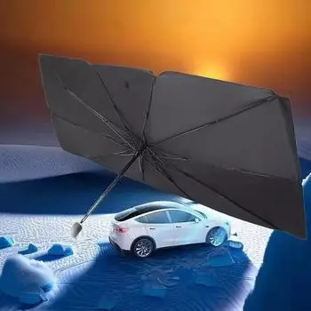 Переносной автомобильный зонтик с выдвижным кольцом, складной автомобильный солнцезащитный козырек для защиты автомобиля летом на открытом воздухе 31X10X6CM белый