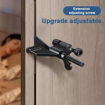 Переносной дверной замок Дополнительная конфиденциальность Домашняя безопасность Дверной стопор Блокировка Замок Гостиничный Квартира Общежитие Путешествия Металлический дверной шкафчик чёрный