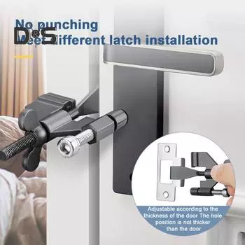 Переносной дверной замок Дополнительная конфиденциальность Домашняя безопасность Дверной стопор Блокировка Замок Гостиничный Квартира Общежитие Путешествия Металлический дверной шкафчик чёрный