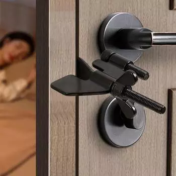 Переносной дверной замок Yousheng, устойчивый к коррозии, не требующий сверления, простая установка, прочный регулируемый дверной замок чёрный