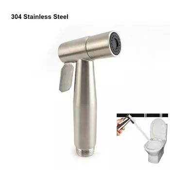 Переносной распылитель для биде, смеситель для мытья из нержавеющей стали, серебристый, для ванной комнаты, унитаза, подвесная насадка для воды, ручной туалет, самоочистка