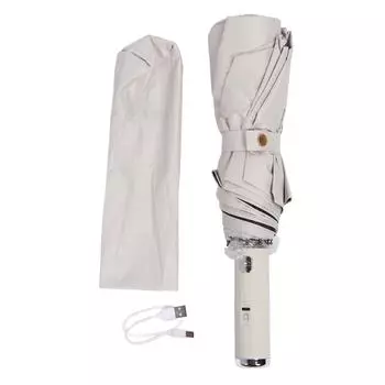 Переносной зонт-веер полностью автоматический черный клеевой тканевый складной зонт двойного назначения с 10 спицами для бежевый