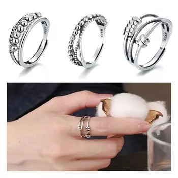 Переносные бусины Регулируемые аксессуары Кольца для большого пальца Кольцо из стерлингового серебра 925 пробы Открытое кольцо
