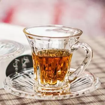 Переносные хрустальные кофейные чашки с блюдцем, термостойкие, прозрачные, креативный стеклянный набор для воды, чашка с ручкой, простые бытовые, 1 150ml