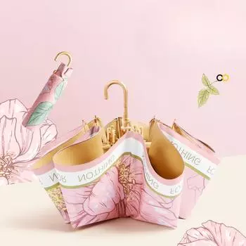 Переносные зонты с изогнутой ручкой, легкие, с французским цветочным принтом, SunnyRain, зонт двойного назначения, складной, водонепроницаемый