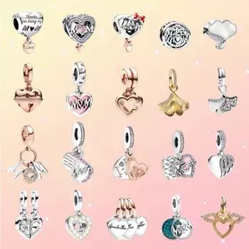 Переплетенные бесконечные сердечки, мультяшная мышь, бант в форме сердца, подвеска в форме сердца SS925, серебро в стиле фэнтези, романтические украшения для женщин, браслет «сделай сам»