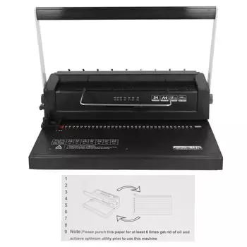 Переплетная машина Спиральная катушка Проволочная переплетная машина 34 квадратных отверстия Перфорация 12 листов 80 г Переплет 120 листов для A