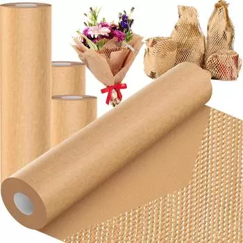 Перерабатываемая сотовая упаковочная бумага — идеальная упаковка для переезда и транспортировки подарков и посылок 25cmx10m / 9.84inx393in