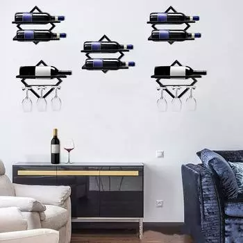 Перевернутая стойка для вина на 2 бутылки, черная/золотая стойка для бутылок, железный держатель для винных бутылок black-Without Hook