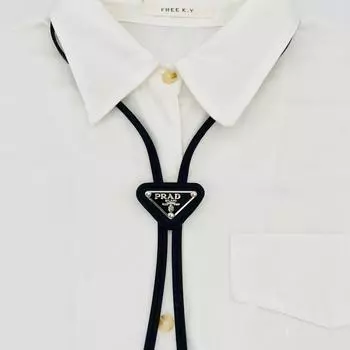 Перевернутый треугольник с буквами Ленивый галстук Кожаный галстук Унисекс Рубашка Украшения Регулируемый галстук one size чёрный