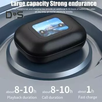 Переводческие наушники с воспроизведением с карты TF Совместимые с Bluetooth наушники-переводчики с искусственным интеллектом 144 языка Воспроизведение музыки ЖК-экран-Touching в режиме реального времени A чёрный