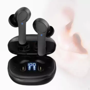 Переводчик наушники с зарядным футляром для делового обучения встречи работы чёрный