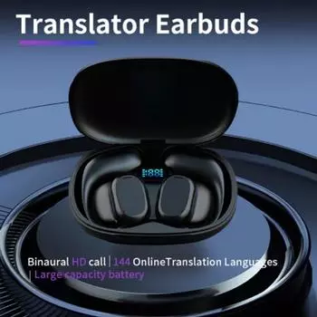 Переводчик Наушники-вкладыши с функцией перевода на 144 языка Bluetooth-наушники для путешествий с музыкой и звонками, использование с приложением белый