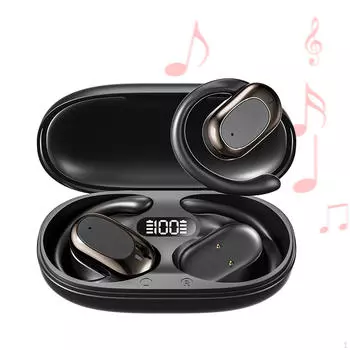 Переводчик Наушники-вкладыши с открытым ушным крючком, перезаряжаемые, Bluetooth 5.4, Наушники-переводчики для Black