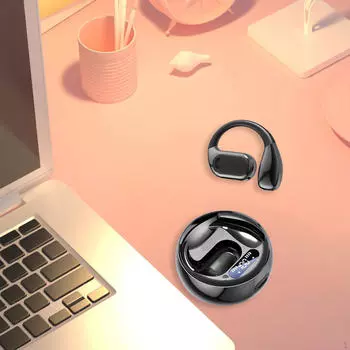 Переводчик языка наушники-вкладыши IPX5 водонепроницаемый перевод открытый крючок для работы Black