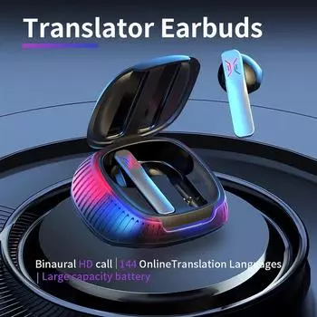 Переводчик языков Наушники-переводчики Переводчик на 114 языков Bluetooth-гарнитура Переводчик Многофункциональный переводчик в режиме реального времени для путешествий белый