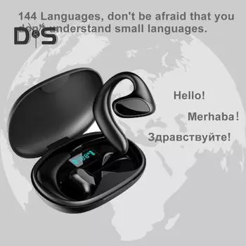 Переводчик с поддержкой 144 языков, водонепроницаемый, перезаряжаемый, универсальный, с простым подключением, наушники-вкладыши для перевода в реальном времени белый