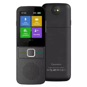 Переводчик Smart Voice T10 на 137 языков в режиме реального времени. Мгновенный офлайн-перевод. Обучение с помощью искусственного интеллекта. Преобразование. чёрный