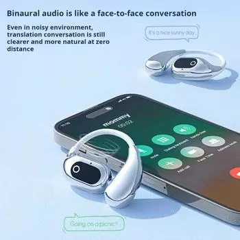 Переводчик Язык Наушники Переводчик Эргономичный дизайн 360-градусный объемный звук Беспроводные Bluetooth-совместимые наушники для перевода чёрный