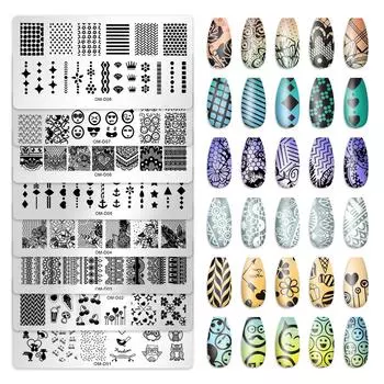 Переводная пластина из стали для нейл-арта, прямоугольная печатная масляная переводная печать, стальная пластина, окрашенная синей пленкой, серия Omd