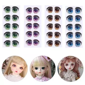 Переводные картинки Аниме Фигурка Кукла Мультфильм Глаза Наклейки Глазные Чипы Бумага Лицо Орган Пастер Purple-12mm