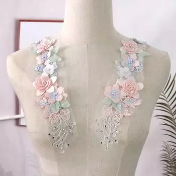 Переводные картинки Швейная заплатка из тюля своими руками кружевной воротник одежда аксессуары для свадебного платья аппликация A