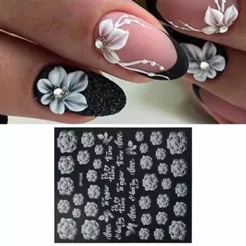 Переводные наклейки, долговечные инструменты для макияжа, белая бабочка, лунная форма, наклейка для дизайна ногтей 1