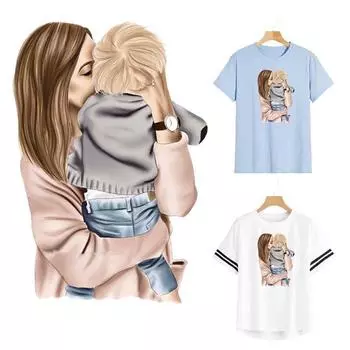 Переводы «Материнская любовь» для одежды, наклейки на одежду для мамы и мальчика, экологически чистые футболки «сделай сам», нашивки для одежды S