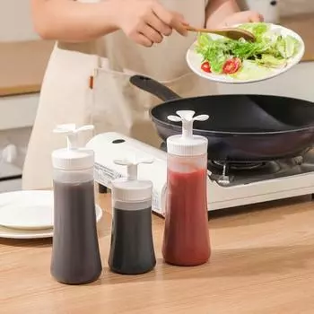 Переворачиваемая бутылочка для отжима. Легкое перенаправление. Стабильная и беспорядочная подача соуса. Диспенсеры для соуса с широким горлышком. S