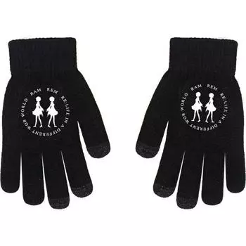 Перезапуск жизни в другом мире Анимация Онлайн-игра Rem Периферийные перчатки Полный палец Черные противоскользящие Утолщенные Теплые Average Size