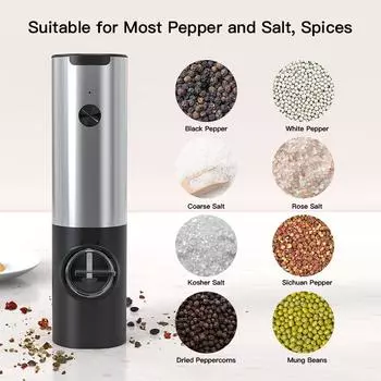 Перезаряжаемая электрическая мельница для соли и перца - с кабелем USB Type-C, набор для автоматической мельницы для соли и перца, кухонные принадлежности чёрный
