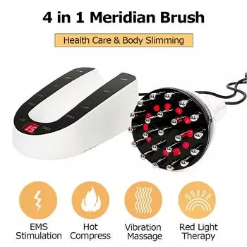 Перезаряжаемая электрическая меридианная массажная щетка лимфодренажный аппарат микротоковая терапия для тела антицеллюлитная физиотерапия гуаша UK Plug