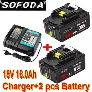 Перезаряжаемая батарея bl1860 18 В 16000 мАч литий-ионная для Makita 18 В батарея bl1840 bl1850 bl1830 bl1860b lxt 400 + зарядное устройство красный