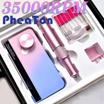 Перезаряжаемая дрель для ногтей, 35000 об/мин, маникюрная машина с режимом паузы, оборудование для маникюрного салона, резка геля для ногтей, шлифовальная машина для ногтей